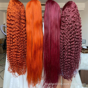 Orange Ginger Human Hair Deep Undetectable Lace Front Wigs Curly Invisible Lace Frontal Burgundy 99j Colored Wig For Black Women